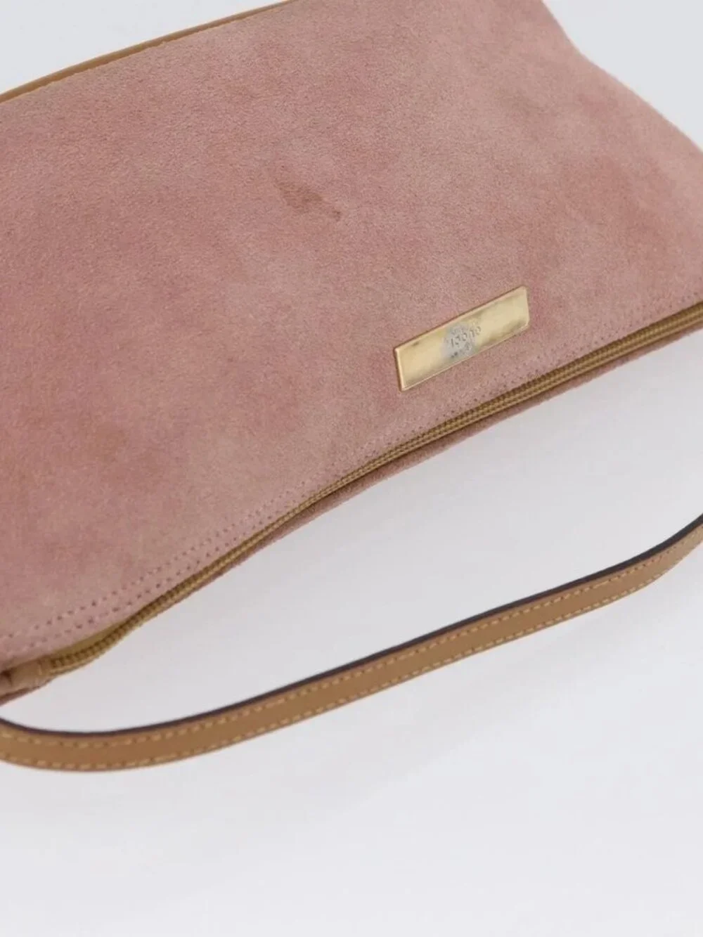 GUCCI Accessory Pouch Suede Pink Gold 039 1103 Auth BAZ567